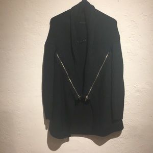 Black Cardigan w/Zip Detail